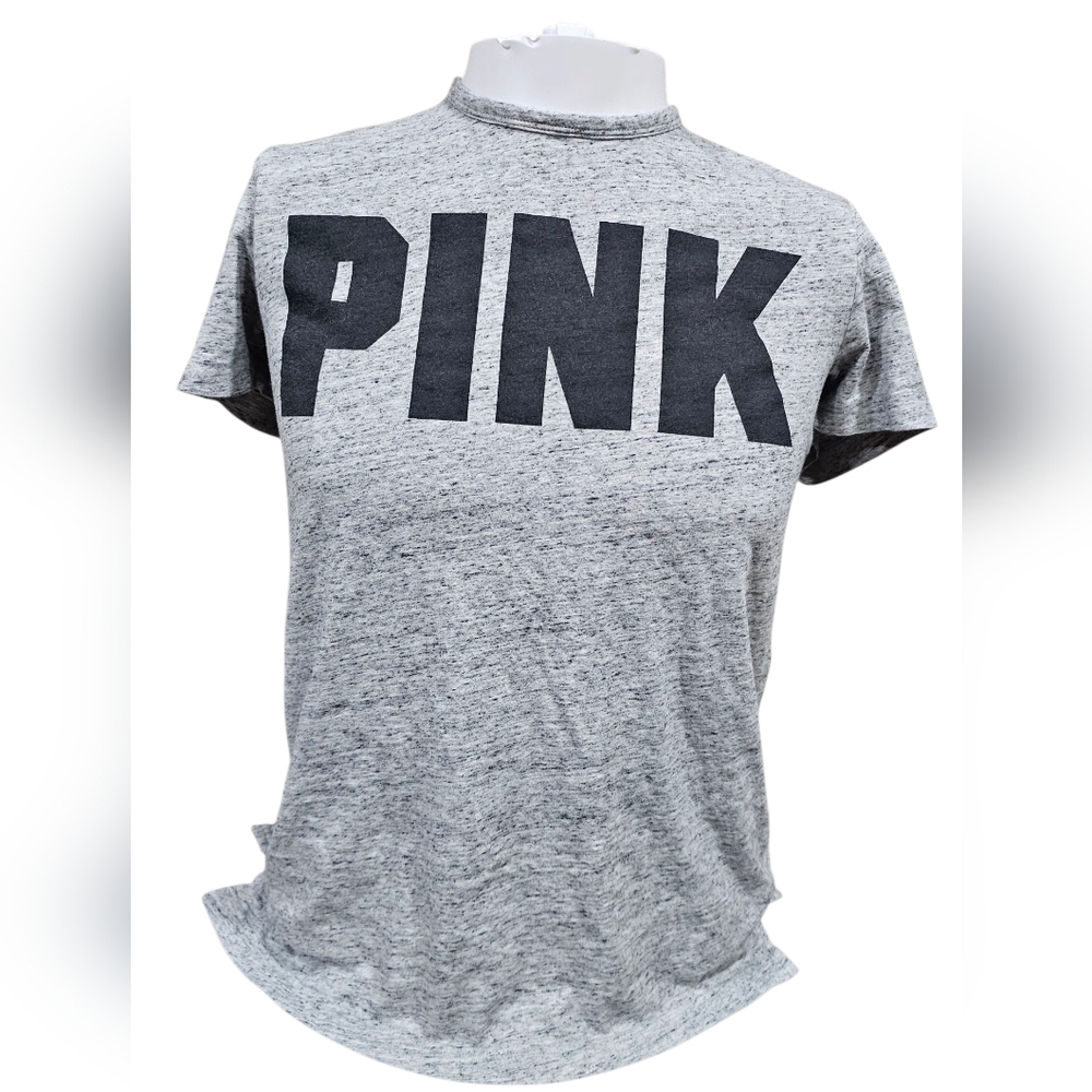 Gray PINK Victoria's Secret Logo Women's Top Tie Bsck Size Extra Small‎